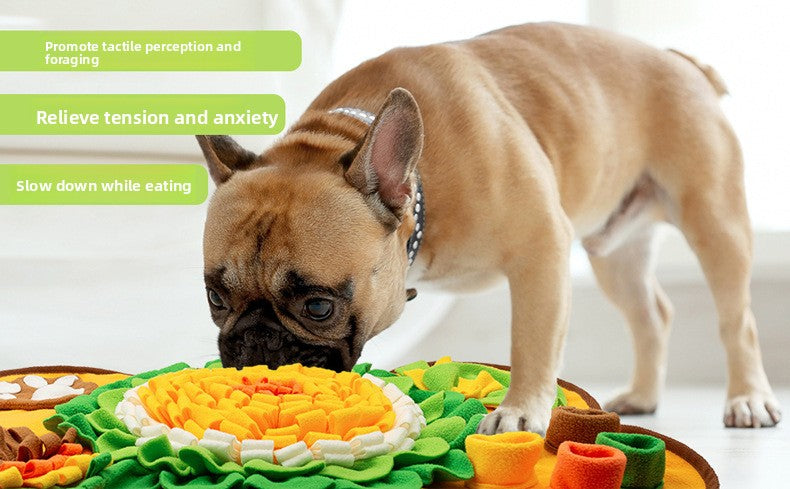 Interactive Dog Snuffle Mat Bone Shape 64x43cm - Slow Feeder & Foraging Puzzle Toy - Golden Yellow Fleece Nosework Pad for Anxiety Relief & Mental Stimulation - view 10
