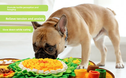 Interactive Dog Snuffle Mat Bone Shape 64x43cm - Slow Feeder & Foraging Puzzle Toy - Golden Yellow Fleece Nosework Pad for Anxiety Relief & Mental Stimulation - view 10