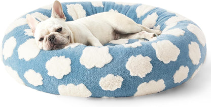 50cm Round Pet Bed Purple & White Checkerboard - Soft Plush Donut Cuddler for Small Dogs & Cats - Calming Anxiety Relief & All-Season Comfort - view 4