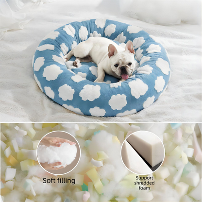 50cm Round Pet Bed Purple & White Checkerboard - Soft Plush Donut Cuddler for Small Dogs & Cats - Calming Anxiety Relief & All-Season Comfort - view 6