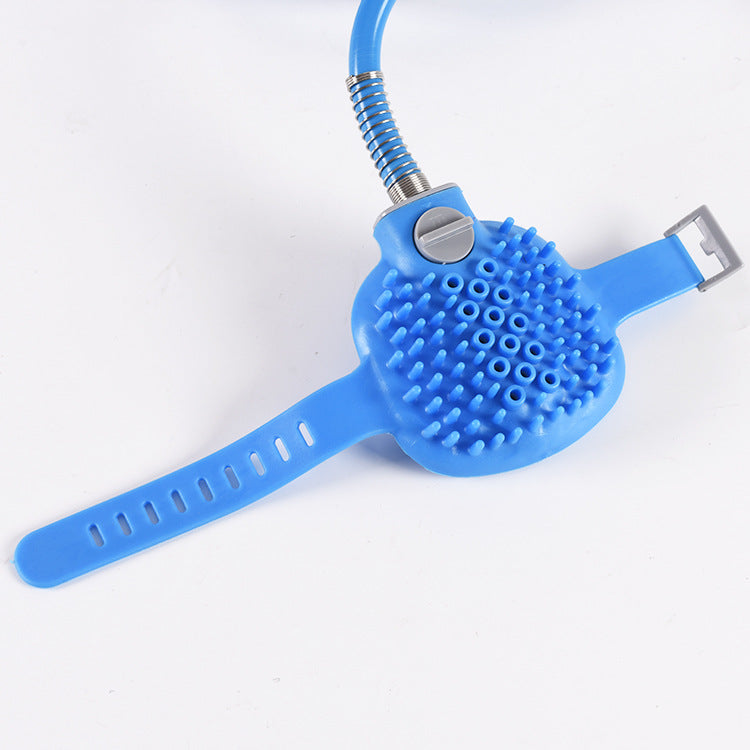 2-in-1 Pet Bathing Tool & Massager - Handheld Silicone Shower Sprayer Scrubber for Dogs & Cats - 2.2m Hose with Indoor & Outdoor Tap Adapters - Blue Grooming Kit - view 4