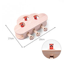 Interactive Wooden Cat Toy Whack-A-Mole Box - Solid Pine Cloud Puzzle with Pop-Up Cartoon Figures - Mental Enrichment & Bonding Game for Indoor Cats