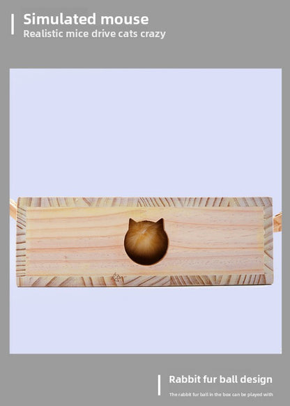 Interactive Wooden Cat Toy Whack-A-Mole Box - Solid Pine Cloud Puzzle with Pop-Up Cartoon Figures - Mental Enrichment & Bonding Game for Indoor Cats - view 6