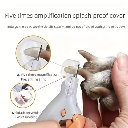 Illuminated Pet Nail Clippers with LED Light & Magnifier - Safety Claw Trimmer for Dogs & Cats - Lightweight Plastic Handle with Nail Catcher - 15cm Grey/Orange - view 3
