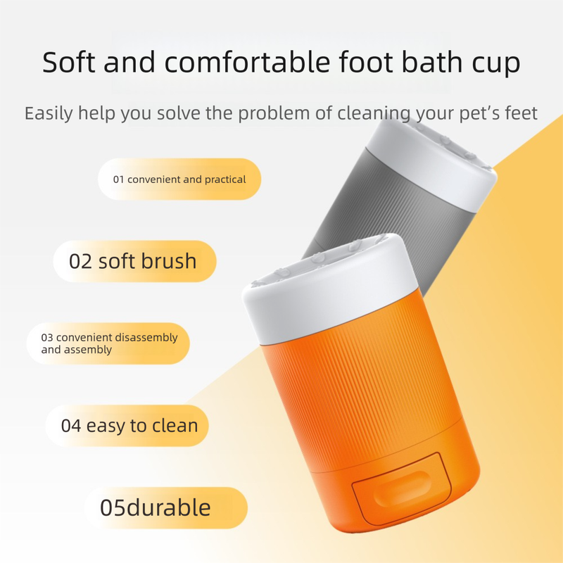 Portable Dog Paw Washer Cup - 360 Degree Muddy Foot Cleaner with Soft Bristles - Gentle Grooming Tool for Cats & Small to Medium Dogs - Grey - view 2