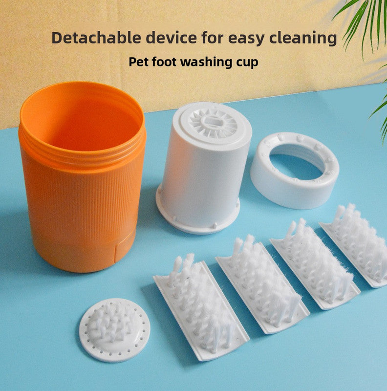 Portable Dog Paw Washer Cup - 360 Degree Muddy Foot Cleaner with Soft Bristles - Gentle Grooming Tool for Cats & Small to Medium Dogs - Orange - view 3