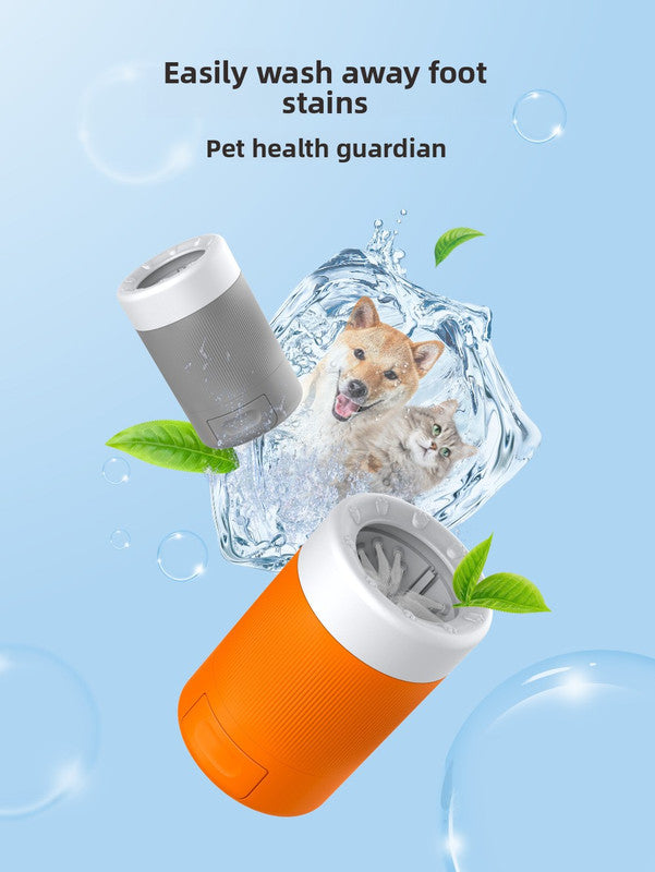 Portable Dog Paw Washer Cup - 360 Degree Muddy Foot Cleaner with Soft Bristles - Gentle Grooming Tool for Cats & Small to Medium Dogs - Orange - view 4