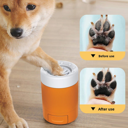 Portable Dog Paw Washer Cup - 360 Degree Muddy Foot Cleaner with Soft Bristles - Gentle Grooming Tool for Cats & Small to Medium Dogs - Orange - view 5