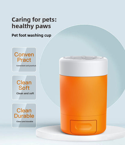 Portable Dog Paw Washer Cup - 360 Degree Muddy Foot Cleaner with Soft Bristles - Gentle Grooming Tool for Cats & Small to Medium Dogs - Orange - view 6