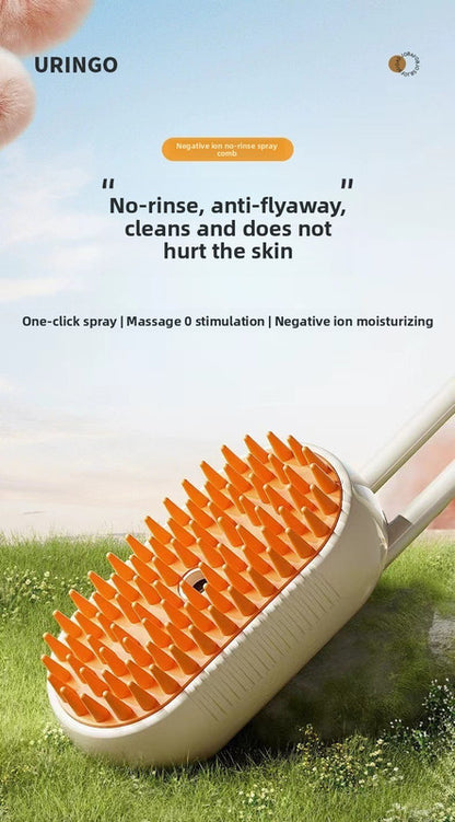 3 in 1 Electric Pet Spray Comb with Rotatable Handle Anti Static Grooming Brush for Cats and Dogs Massage Deshedding Tool Khaki - view 2