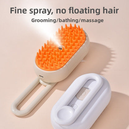 3 in 1 Electric Pet Spray Comb with Rotatable Handle Anti Static Grooming Brush for Cats and Dogs Massage Deshedding Tool Khaki - view 3
