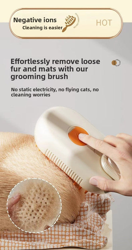 3 in 1 Electric Pet Spray Comb with Rotatable Handle Anti Static Grooming Brush for Cats and Dogs Massage Deshedding Tool Khaki - view 4