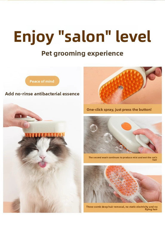 3 in 1 Electric Pet Spray Comb with Rotatable Handle Anti Static Grooming Brush for Cats and Dogs Massage Deshedding Tool Khaki - view 7