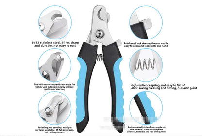 Pet Nail Clippers & File Set for Small Dogs Cats Stainless Steel Claw Trimmer with Safety Guard Non-Slip Handle Grooming Tool Black & Purple - view 6