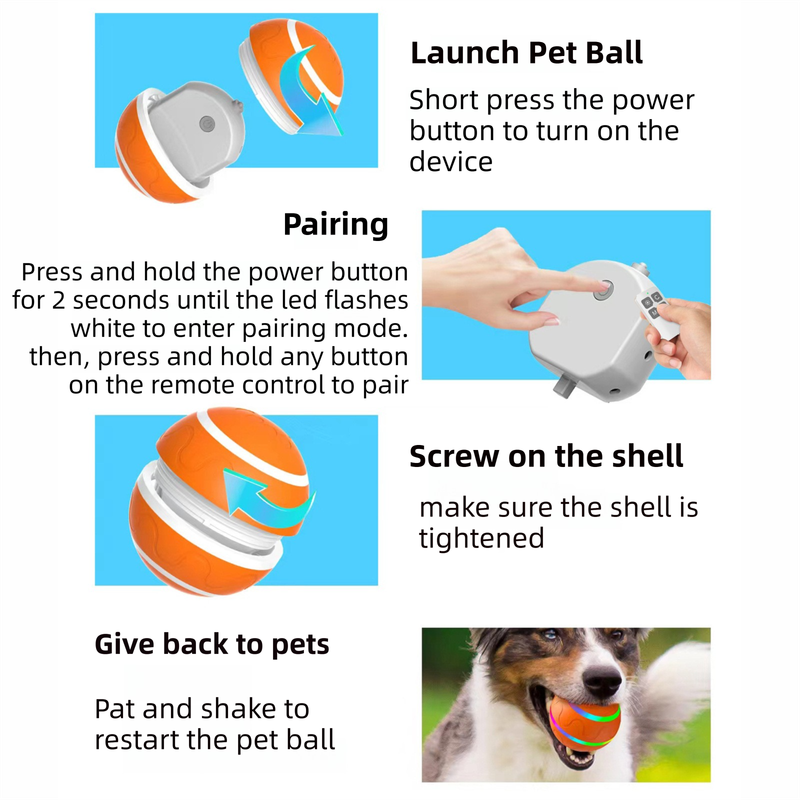 Yellow Durable TPU Smart Interactive Electric Pet Toy Ball With Remote - Automatic Normal & Crazy Mode Bouncing Dog & Cat Chew Toy, Remote Activated - view 4