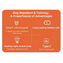Portable Double-Head Ultrasonic Dog Repeller & Trainer with LED Flashlight - Multi-Function Pet Safety Device for Outdoors - view 2