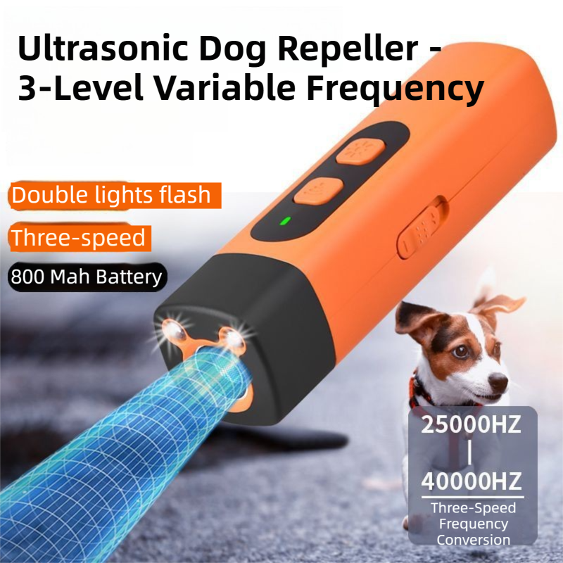 Portable Double-Head Ultrasonic Dog Repeller & Trainer with LED Flashlight - Multi-Function Pet Safety Device for Outdoors - view 3