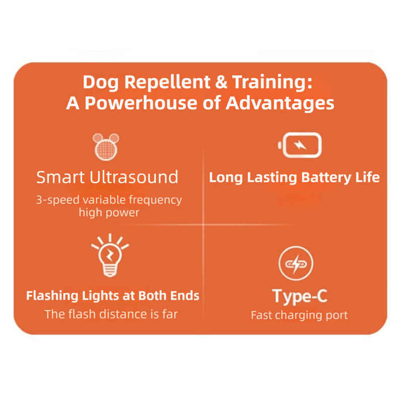 Portable Double-Head Mech Model Ultrasonic Dog Repeller & Trainer with LED Flashlight - Multi-Function Pet Safety Device for Outdoors - view 3