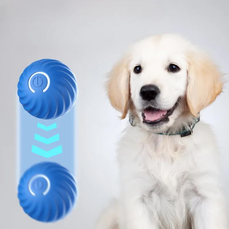 Blue Interactive Gravity Bouncing Dog Toy Ball(56MM) - Smart Automatic Teasing Pet Toy, Durable TPR with Yellow Sea Urchin Cover - view 4