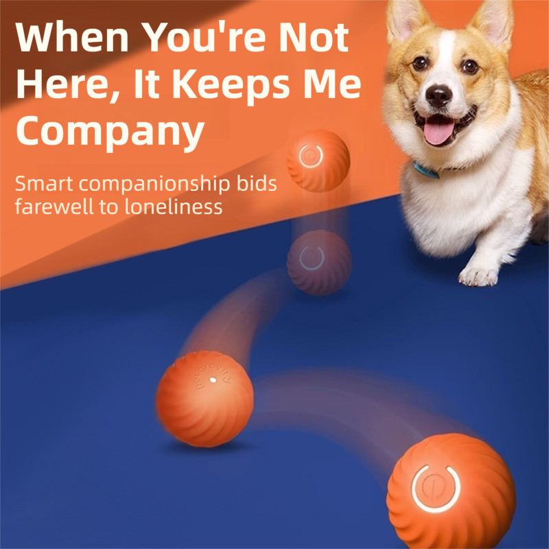 Blue Interactive Gravity Bouncing Dog Toy Ball(67MM) - Smart Automatic Teasing Pet Toy, Durable TPR with Yellow Sea Urchin Cover - view 2
