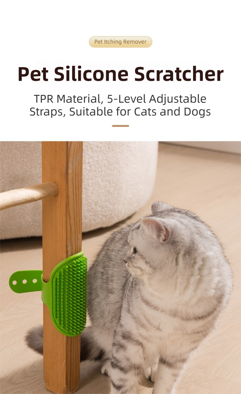 3-Pack Yellow Multi-Functional Adjustable Silicone TPR Pet Grooming Massage Brush - for De-Shedding, and Furniture Scratching - view 2