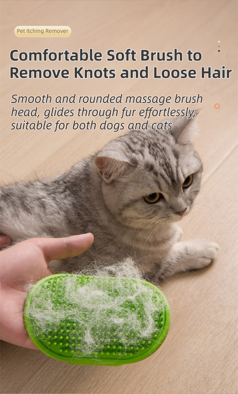 3-Pack Yellow Multi-Functional Adjustable Silicone TPR Pet Grooming Massage Brush - for De-Shedding, and Furniture Scratching - view 3