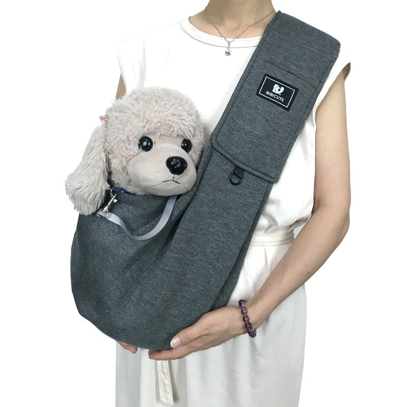 Dark Grey Adjustable Pet Carrier Sling Bag - Comfortable Wide Shoulder Strap Crossbody Tote for Cats and Small Dogs (Up to 13 lbs)