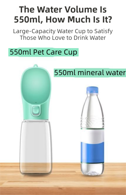 Pink Portable Dog Water Bottle and Drink Feeder - 550ml Pet Travel Water Cup for Walking, Hiking & Outdoor Use (High-Temperature Resistant) - view 5