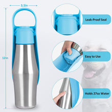 Black 27oz Food-Grade 304 Stainless Steel Pet Water Bottle - Portable Dog and Cat Travel Cup, Outdoor Feeder for Walks and Hikes - view 2