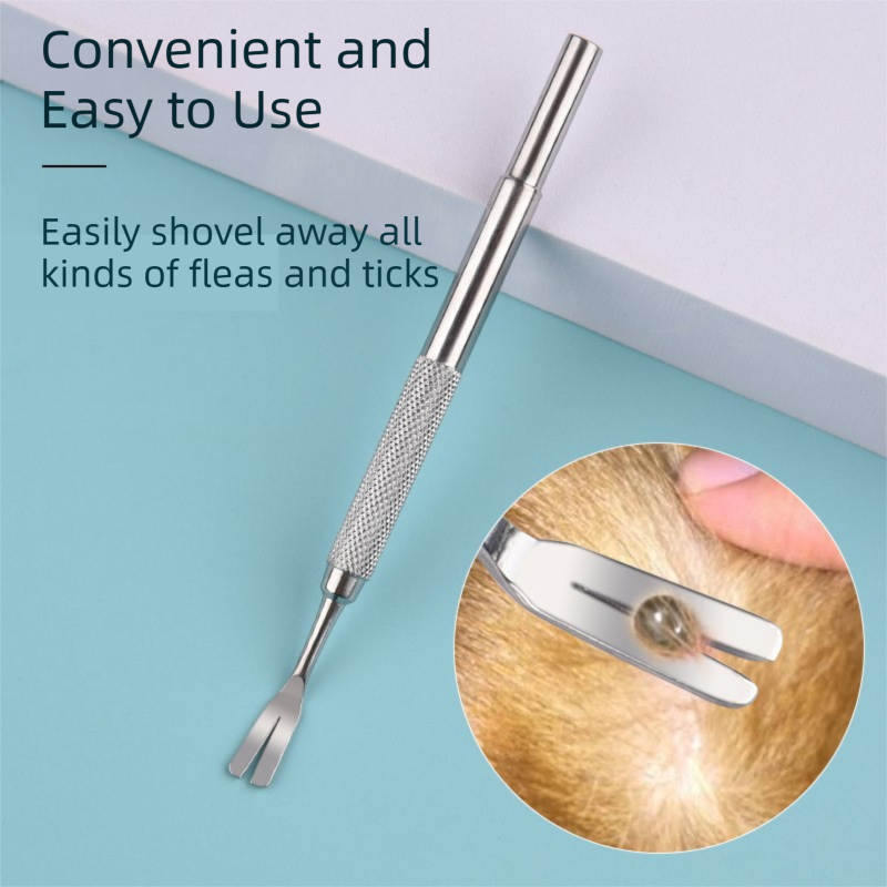 Stainless Steel Pet Tick Remover Tool Kit - Professional Fork, Double-Head Clip, and Curved Tweezers for Dogs and Cats - view 4