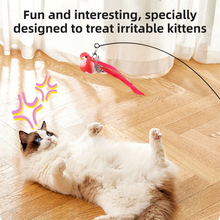 Interactive Self-Play Cat Wand with Suction Base - Automatic Bouncing Teaser Including Bell & 3 Bird Attachments(Orange) - view 2