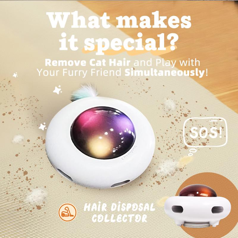 Smart Electric UFO Automatic Cat Toy - Self-Playing Teaser with 5 Rotating Feathers & Intelligent Indoor Obstacle Avoidance - view 3