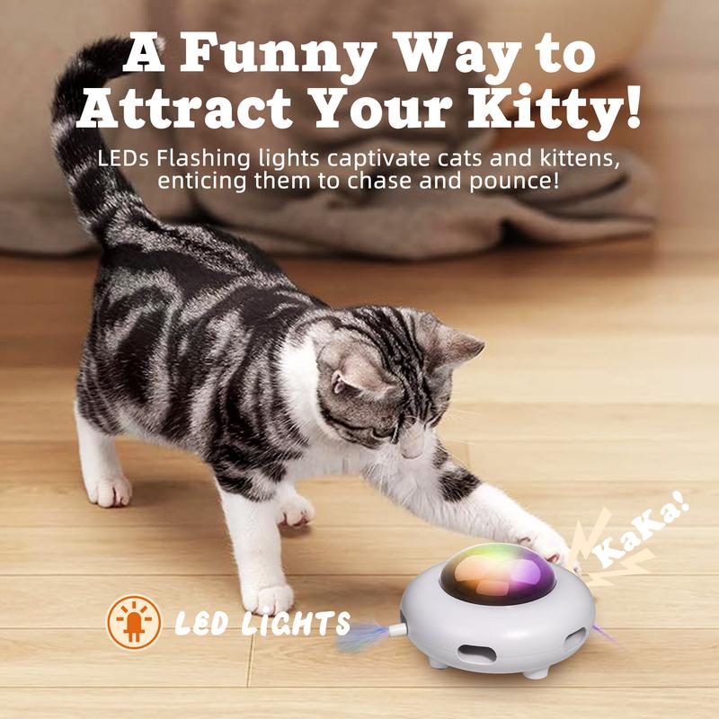 Smart Electric UFO Automatic Cat Toy - Self-Playing Teaser with 5 Rotating Feathers & Intelligent Indoor Obstacle Avoidance - view 4