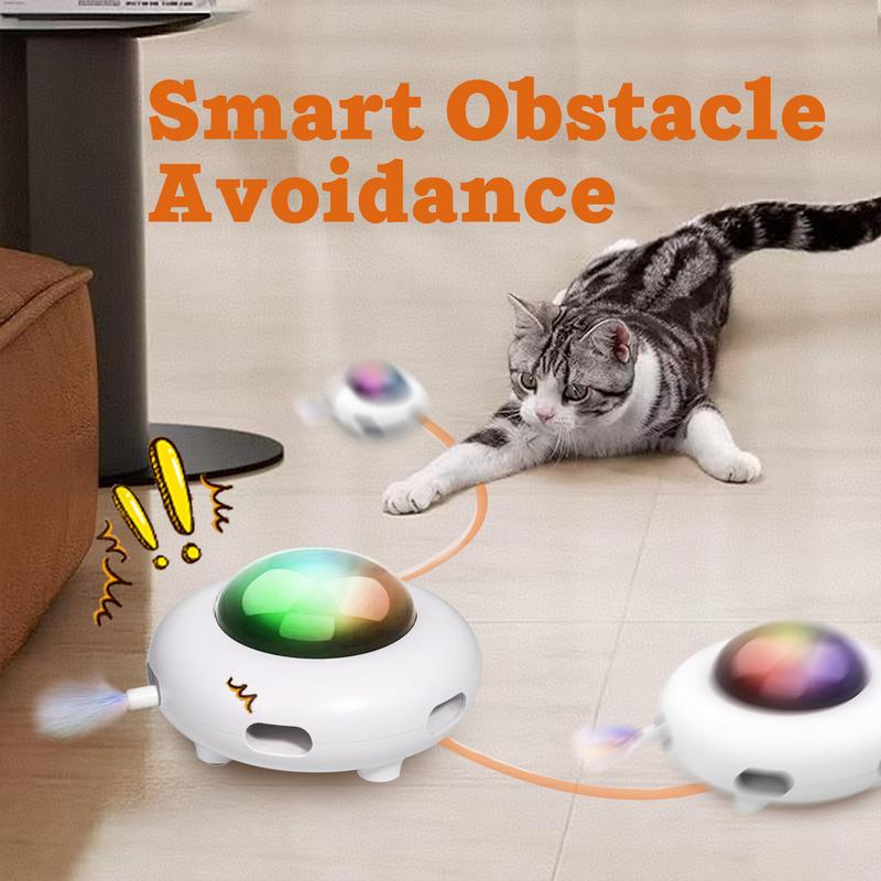 Smart Electric UFO Automatic Cat Toy - Self-Playing Teaser with 5 Rotating Feathers & Intelligent Indoor Obstacle Avoidance - view 5