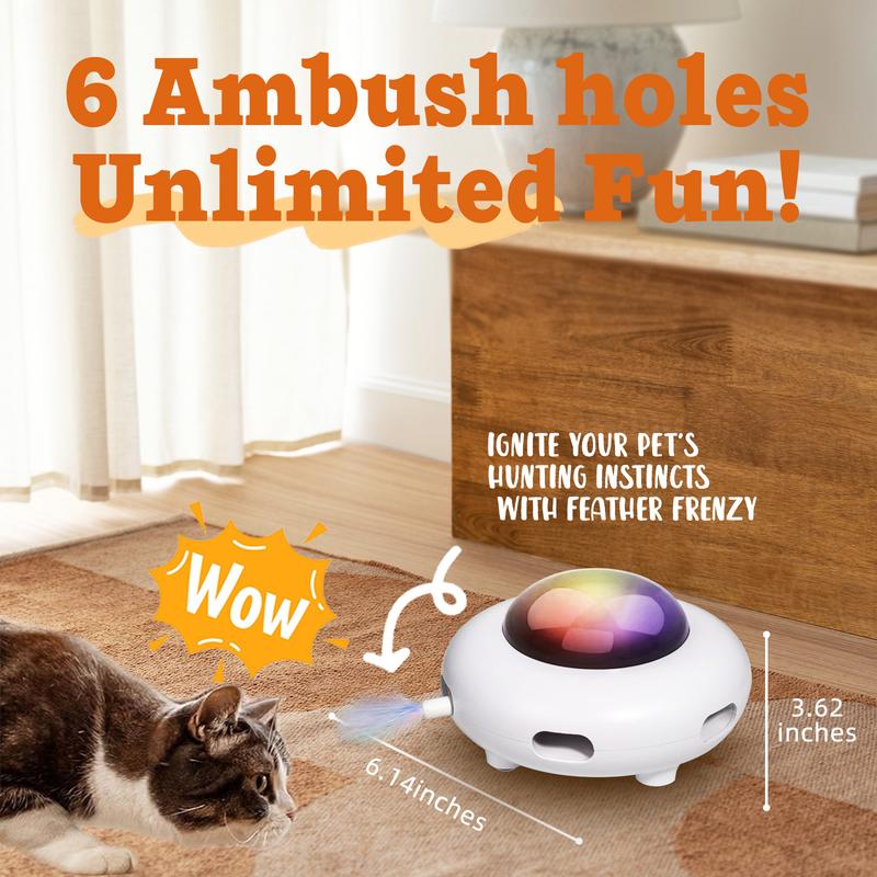 Smart Electric UFO Automatic Cat Toy - Self-Playing Teaser with 5 Rotating Feathers & Intelligent Indoor Obstacle Avoidance - view 6