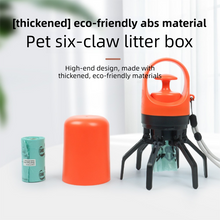 Orange Foldable 6-Claw Pet Pooper Scooper with Integrated Waste Bag Dispenser & 1 Roll of Bags - Durable One-Handed Operation for Outdoor Walking - view 2