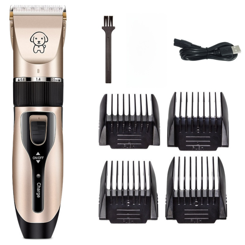 Gold K5 Lightweight Pet Precision Grooming Clipper - USB Rechargable, Low Noise Dog & Cat Hair Trimmer with 5-Level Adjustable Titanium Ceramic Blade & 4xGuide Combs