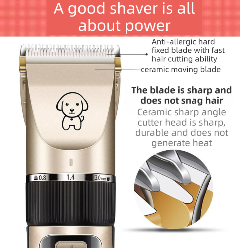 Gold K5 Lightweight Pet Precision Grooming Clipper - USB Rechargable, Low Noise Dog & Cat Hair Trimmer with 5-Level Adjustable Titanium Ceramic Blade & 4xGuide Combs - view 2
