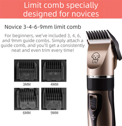 Gold K5 Lightweight Pet Precision Grooming Clipper - USB Rechargable, Low Noise Dog & Cat Hair Trimmer with 5-Level Adjustable Titanium Ceramic Blade & 4xGuide Combs - view 5