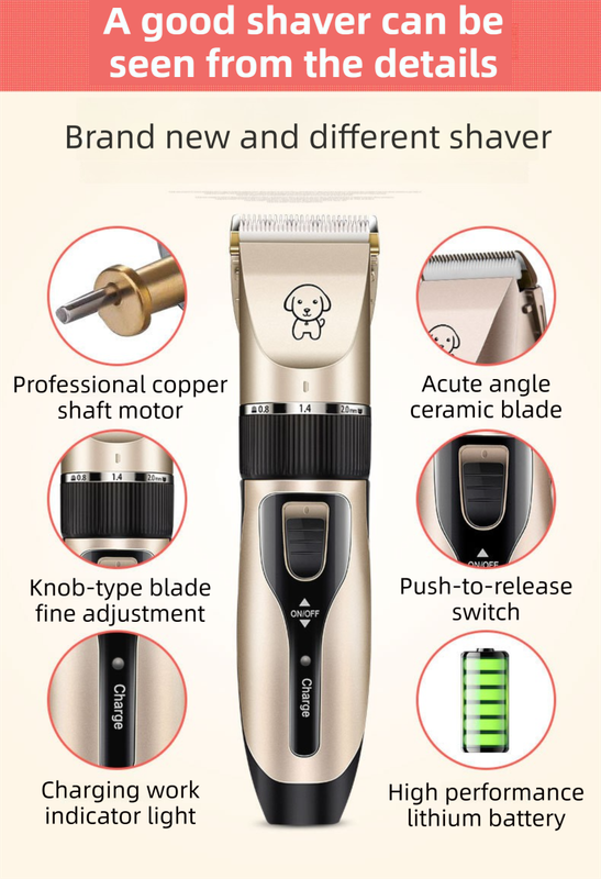 Gold K5 Lightweight Pet Precision Grooming Clipper - USB Rechargable, Low Noise Dog & Cat Hair Trimmer with 5-Level Adjustable Titanium Ceramic Blade & 4xGuide Combs - view 6