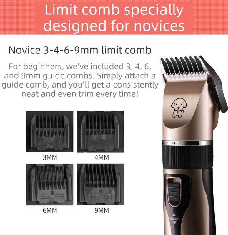 Black K5 Lightweight Pet Precision Grooming Clipper - USB Rechargable, Low Noise Dog & Cat Hair Trimmer with 5-Level Adjustable Titanium Ceramic Blade & 4xGuide Combs - view 5