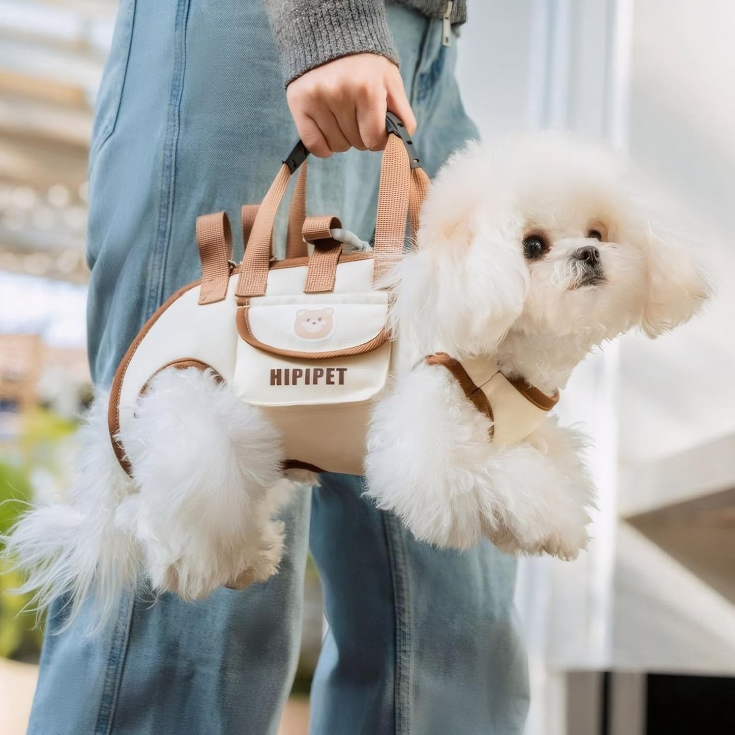 Beige 4-in-1 Multi-Functional Pet Carrier Bag with Detachable Strap & 1.5M Traction Rope - Lightweight Breathable Travel Sling for Cats & Dogs - Sizes XL(Up to 11.5kg) - view 5