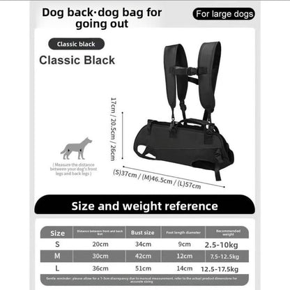 Black Multi-Functional Dog Carrier Backpack and Lift Harness for Hiking and Outdoor Use, Adjustable Breathable Pet Support Sling for Senior or Injured Large Dogs(Size: S) - view 6