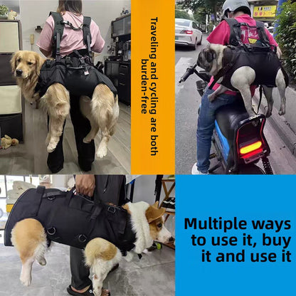 Black Multi-Functional Dog Carrier Backpack and Lift Harness for Hiking and Outdoor Use, Adjustable Breathable Pet Support Sling for Senior or Injured Large Dogs(Size: M) - view 4