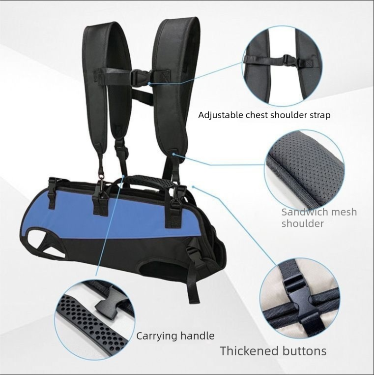 Black Multi-Functional Dog Carrier Backpack and Lift Harness for Hiking and Outdoor Use, Adjustable Breathable Pet Support Sling for Senior or Injured Large Dogs(Size: M) - view 5