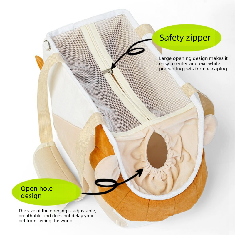 Lion Shape Pet Carrier Bag Large Capacity Breathable Mesh Adjustable Opening Portable Handheld Shoulder Travel Bag for Local Pet Owners and Small Animals - view 4