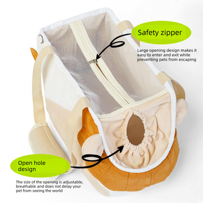 Lion Shape Pet Carrier Bag Large Capacity Breathable Mesh Adjustable Opening Portable Handheld Shoulder Travel Bag for Local Pet Owners and Small Animals - view 4