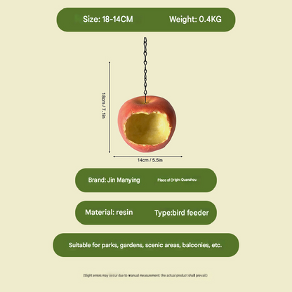 Realistic Apple Shaped Bird Feeder Creative Resin Hanging Ornament for Garden and Courtyard Weather Resistant Decor for Local Wild Bird Enthusiasts - view 5