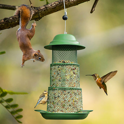 Square Retractable Metal Hanging Bird Feeder 3-Tier Mesh Design Weatherproof Outdoor Wild Bird Feeding Station for Local Garden and Backyard Support - view 2