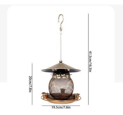 Fine mesh strainer + 3 water cups + lids Whimsical Cat Shaped Metal Bird Feeder Hanging Mesh Wild Bird Seed Holder for Garden Courtyard Decorative Feeding Solution for Local Wildlife Lovers - view 4